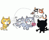 4匹の猫『バレンタイン』のイラスト