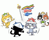 4匹の猫『こどもの日』のイラスト