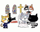 4匹の猫『結婚式』のイラスト
