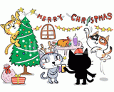 4匹の猫『クリスマス』のイラスト