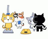 4匹の猫『身体測定』のイラスト