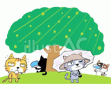 4匹の猫『熱中症対策』のイラスト