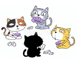 4匹の猫『トランプ』のイラスト