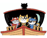 4匹の猫『海賊の出航』のイラスト