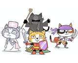 4匹の猫『異世界の冒険者』のイラスト