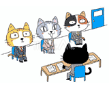 4匹の猫『集団面接』のイラスト