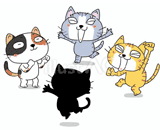 4匹の猫『喜怒哀楽の喜』のイラスト
