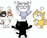 4匹の猫『喜怒哀楽の怒』のイラスト