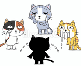 4匹の猫『喜怒哀楽の哀』のイラスト