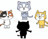 4匹の猫『喜怒哀楽の楽』のイラスト