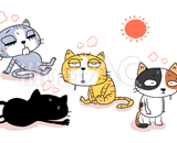 4匹の猫『熱中症』のイラスト