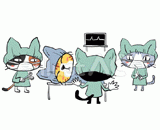 4匹の猫『手術』のイラスト
