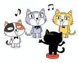 4匹の猫『合唱』のイラスト