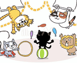 4匹の猫『サーカス』のイラスト