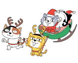 4匹の猫『サンタクロース』のイラスト
