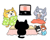 4匹の猫『防寒対策』のイラスト