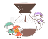 3人の小人『コーヒードリップ』のイラスト