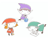 3人の小人『掃除』のイラスト