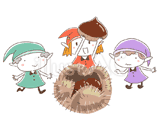 3人の小人『栗拾い』のイラスト