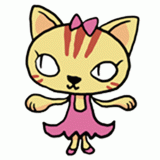 リボンを付けた猫のイラスト