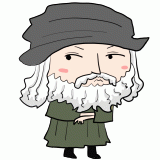 腕を組むレオナルド・ダ・ヴィンチのイラスト