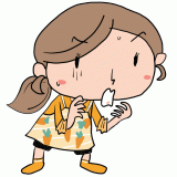 動揺するママのイラスト