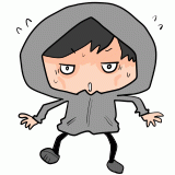 慌てる不審者のイラスト