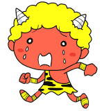 逃げる赤鬼のイラスト
