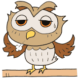 疲れ気味のフクロウのイラスト