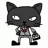スーツの黒猫のイラスト