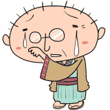 泣く着物のおじいちゃんのイラスト