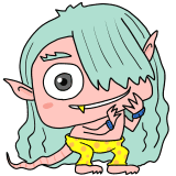 片目で見てくるモンスターのイラスト