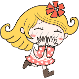 照れる白人の女の子のイラスト