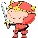 得意げな剣と鎧の戦士のイラスト