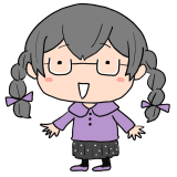 笑う三つ編み眼鏡の女の子のイラスト