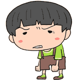 怒るオーバーオールの男の子のイラスト