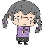 泣く三つ編み眼鏡の女の子のイラスト
