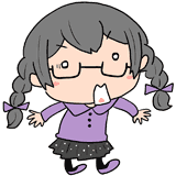 驚く三つ編みメガネの女の子のイラスト