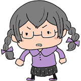 怒る三つ編み眼鏡の女の子のイラスト