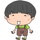 笑顔のオーバーオールの男の子のイラスト