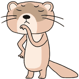 悩むイタチのイラスト