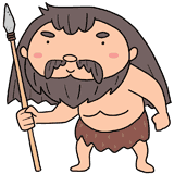 石槍を持つ原始人のお父さんのイラスト