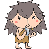石のナイフを持つ原始人のお母さんのイラスト