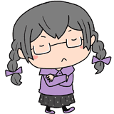 考える三つ編みメガネの女の子のイラスト