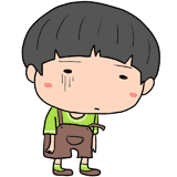 落ち込むオーバーオールの男の子のイラスト