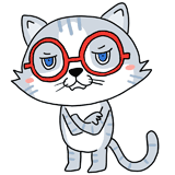 考える眼鏡の猫のイラスト