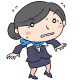 動揺するキャビンアテンダントのイラスト