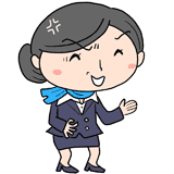 ひきつり笑いのキャビンアテンダントのイラスト