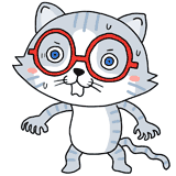 動揺する眼鏡の猫のイラスト