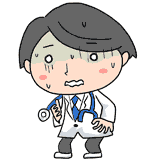 動揺する研修医のイラスト